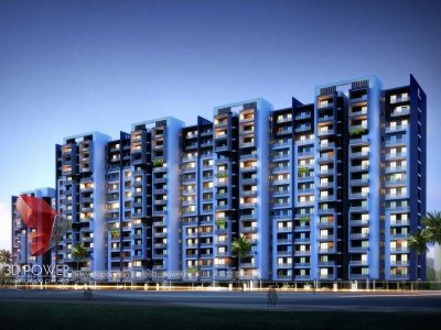 front-view-apartment-night-view-3d-architectural-3d visualization-services Hyderabad